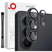 Samsung Galaxy S26 Ultra Northjo Protection complète de l'objectif de l'appareil photo en métal mat et verre trempé - Noir