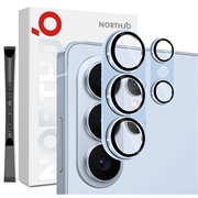 Samsung Galaxy S26 Ultra Northjo Protection complète de l'objectif de l'appareil photo en métal mat et verre trempé - Bleu
