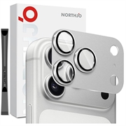 iPhone 18 Pro Max Northjo Protection complète de l'objectif de l'appareil photo en métal mat et verre trempé - Argent