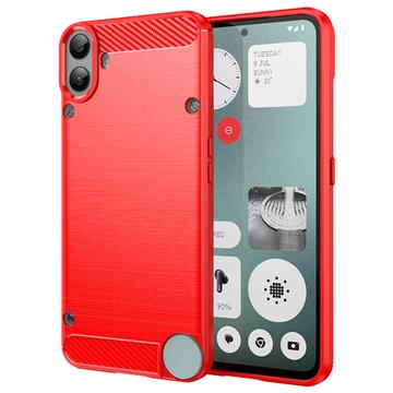 Coque Nothing CMF Phone 1 en TPU Brossé - Fibre de Carbone - Rouge