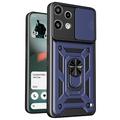 Coque Hybride Nothing Phone (3a) Lite à Anneau Rotatif avec Protection pour Appareil Photo - Bleue