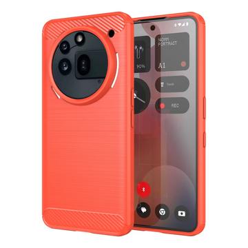 Coque Nothing Phone (3a) Pro en TPU Brossé - Fibre de Carbone - Rouge