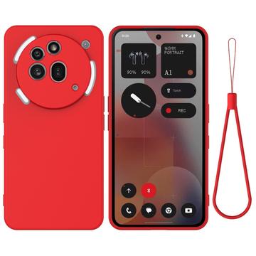Coque Nothing Phone (3a) Pro en silicone liquide avec dragonne - Rouge
