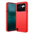 Coque Nothing Phone (4a) Pro en TPU Brossé - Fibre de Carbone - Rouge