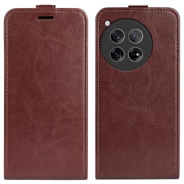 Étui à Rabat Vertical OnePlus 12 avec Porte-Cartes - Marron