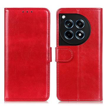 Étui Portefeuille OnePlus 12R/Ace 3 avec Fermeture Magnétique - Rouge