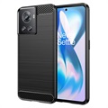 Coque OnePlus Ace/10R en TPU Brossé - Fibre de Carbone - Noire