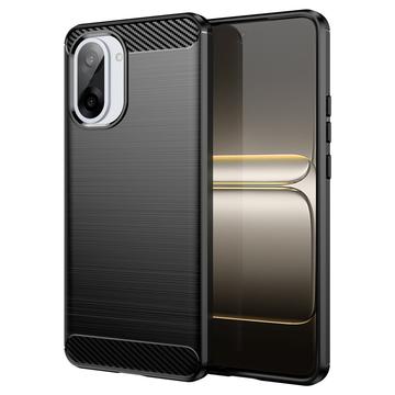 Coque OnePlus Ace 5 Racing/Nord CE5 en TPU Brossé - Fibre de Carbone - Noire