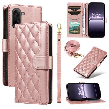 Étui OnePlus Ace 5 Racing/Nord CE5 portefeuille matelassé luxueux - Or rose