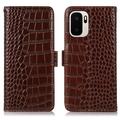 Étui Portefeuille OnePlus Ace 6 Ultra en Cuir avec RFID - Série Crocodile - Marron