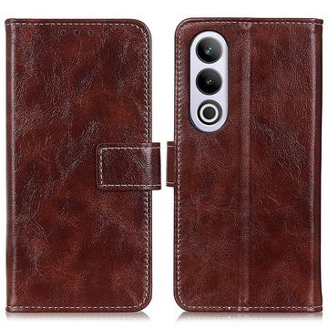 Etui portefeuille OnePlus Nord CE4/Oppo K12 avec fermeture magnétique - Marron