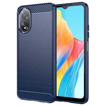 Coque Oppo A18/A38 en TPU Brossé - Fibre de Carbone - Bleue