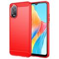 Coque Oppo A18/A38 en TPU Brossé - Fibre de Carbone - Rouge