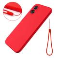 Coque Oppo A18/A38 en silicone liquide avec dragonne - Rouge