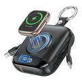 P007 Mini batterie externe 10000mAh avec câbles USB-C et Lightning, recharge sans fil pour Apple Watch