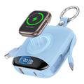 P007 Mini batterie externe 10000mAh avec câbles USB-C et Lightning, recharge sans fil pour Apple Watch