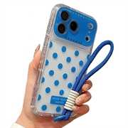 Coque PC/TPU iPhone 17 Pro Max avec film pour objectif et sangle - Polka Dot - Bleue