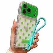 Coque PC/TPU iPhone 17 Pro Max avec film pour objectif et sangle - Polka Dot - Verte