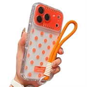 Coque PC/TPU iPhone 17 Pro avec film pour objectif et sangle - Polka Dot - Orange