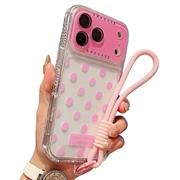 Coque PC/TPU iPhone 17 Pro avec film pour objectif et sangle - Polka Dot - Rose
