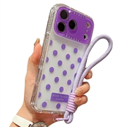 Coque PC/TPU iPhone 17 Pro avec film pour objectif et sangle - Polka Dot - Violete
