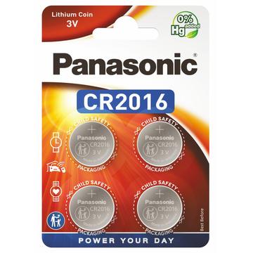 Piles bouton au lithium Panasonic Mini CR2016 - 4 Pcs.