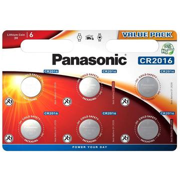 Piles boutons au lithium Panasonic Mini CR2016 - 6 Pcs.