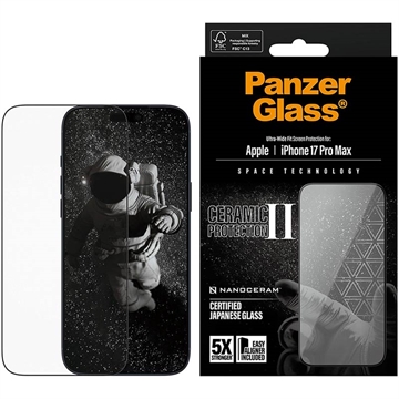 Protection d\'écran iPhone 17 Pro Max PanzerGlass Ceramic II Protection Ultra-Wide Fit EasyAligner - 9H - Bord noir