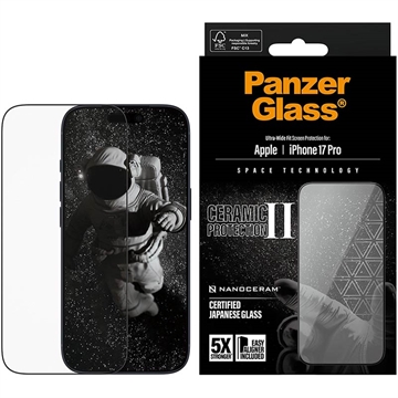 Protection d\'écran iPhone 17 Pro PanzerGlass Ceramic II Protection Ultra-Wide Fit EasyAligner - 9H - Bord noir