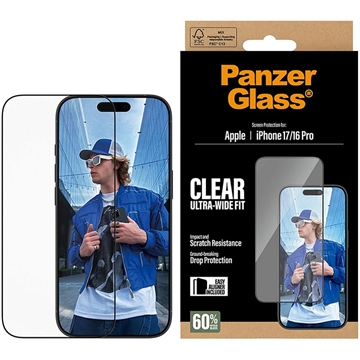 Protecteur d\'Écran iPhone 17/16 Pro PanzerGlass Ultra-Wide Fit EasyAligner - Transparente