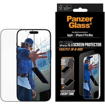 Protecteur d\'Écran iPhone 17 Pro Max PanzerGlass Ultra-Wide Fit avec FastFit In-A-Box - 9H - Bordure noire