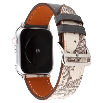 Bracelet Apple Watch Series 9/8/SE (2022)/7/SE/6/5/4/3/2/1 en Cuir à Motif - 41mm/40mm/38mm - Noir