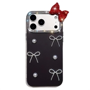Coque hybride iPhone 18 Pro/17 Pro avec nœud en perle - Noire