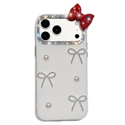 Coque hybride iPhone 18 Pro/17 Pro avec nœud en perle - Blanc perle