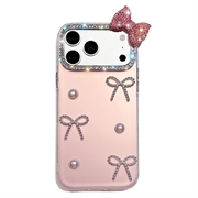 Coque hybride iPhone 18 Pro/17 Pro avec nœud en perle - Rose