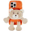 Coque iPhone 14 Pro en TPU 3D Plush Doll - Orange / Ourse