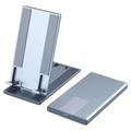 Phone Stand Adjustable Aluminium Tablet Desktop Holder Fully Foldable Phone Cradle Dock Office Accessories - Silver