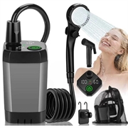 Pompe de douche électrique portable avec écran numérique - 6000mAh, IPX7 - Gris
