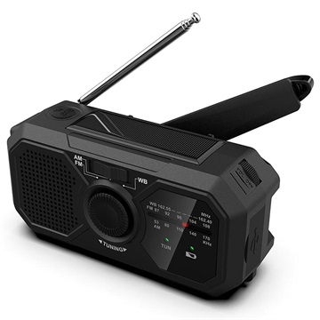 Radio d\'urgence Portable à Manivelle Multifonctionnelle et Alarme SOS - Noir