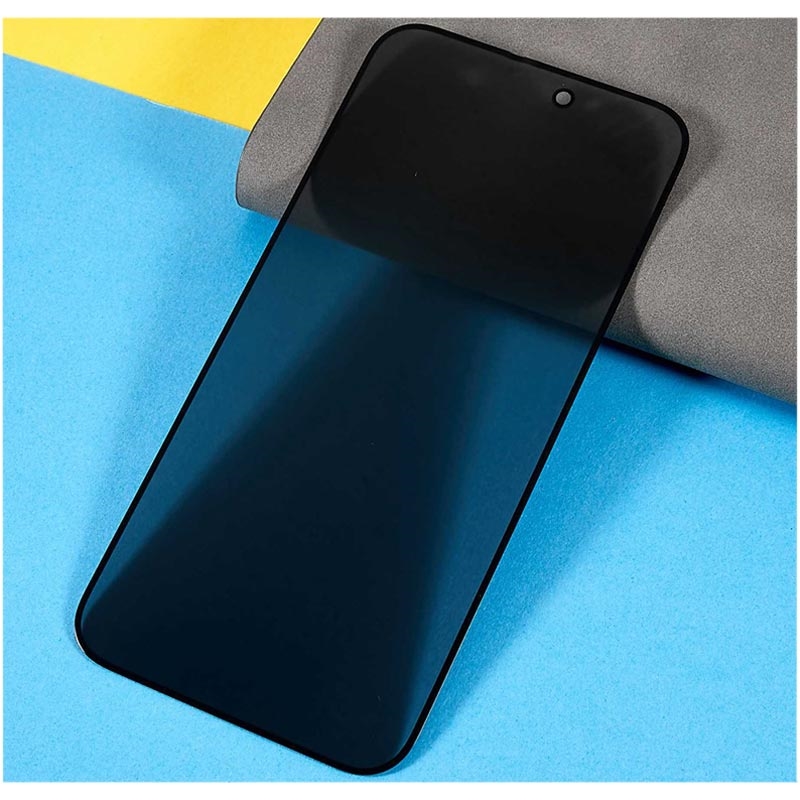 Protecteur d'Écran iPhone 15 Pro Max en Verre Trempé Privacy Full Cover -  Bord Noir