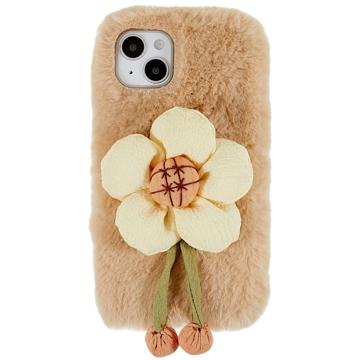 Coque iPhone 14 en TPU 3D Plush Doll - Beige / Fleur