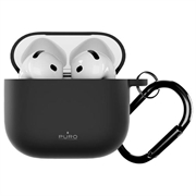 Étui en silicone Puro Icon pour AirPods 4 avec mousqueton - Noir