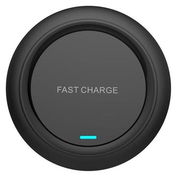 Q18 Round Shape Wireless Charger 15W Fast Charging Desktop Charging Pad - Noir