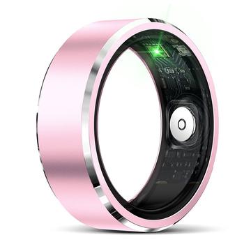 R5 Anneau intelligent en alliage d\'aluminium avec boîtier de chargement - Taille : 10/19.9mm - Rose