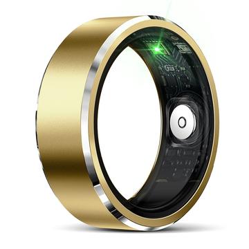 R5 Bague intelligente en alliage d\'aluminium avec boîtier de chargement - Taille : 9/19mm - Or