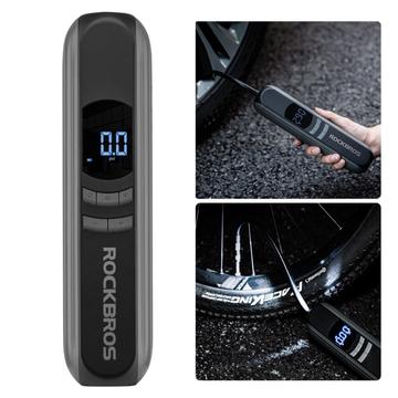 ROCKBROS A10 Pompe à air pour pneus de voiture, moto et vélo, pompe à air portable, électrique et sans fil, avec lumière LED