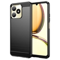 Coque Realme C53/Narzo N53 en TPU Brossé - Fibre de Carbone - Noire