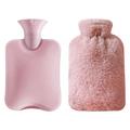 Bouteille d'eau chaude rechargeable avec housse amovible en duvet - 2L - Rose