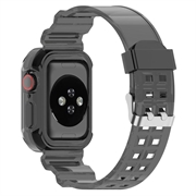 Bracelet en Silicone de Rechange Apple Watch Series 10 avec Cadre Intégré - 42mm - Noir transparent