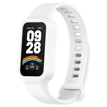 Bracelet en Silicone de Rechange avec Cadre Intégré Xiaomi Smart Band 9 Active/Redmi Band 3 - Blanc